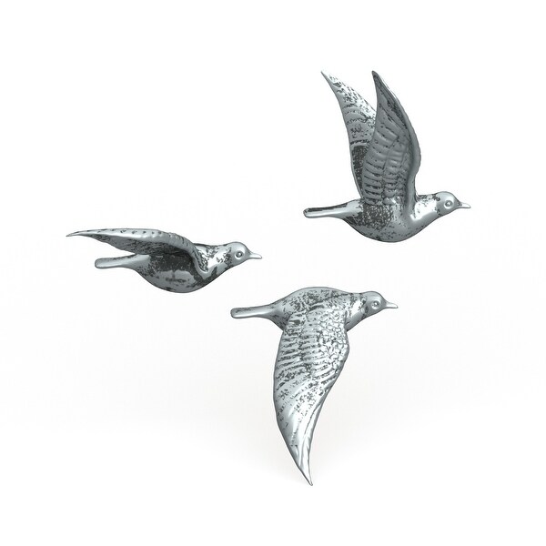 The Gray Barn Cocklebur 3-piece Silver Polystone Bird Wall Decor