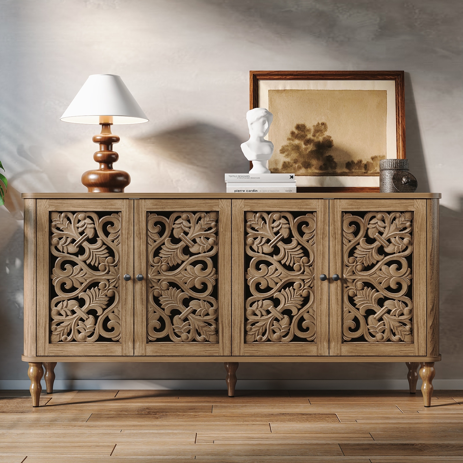 63" Wide Vintage Sideboard Cabinet