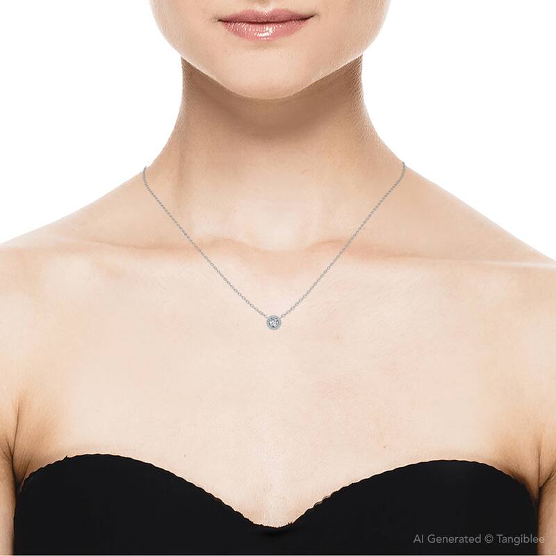 Certified 3 1/2Ct Euro Diamond Pendant Gold 18" Women's Necklace Lab Grown