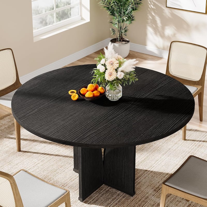 39.4-inch Wood Round Kitchen/Dining Table for 4 People Dining/Living Room