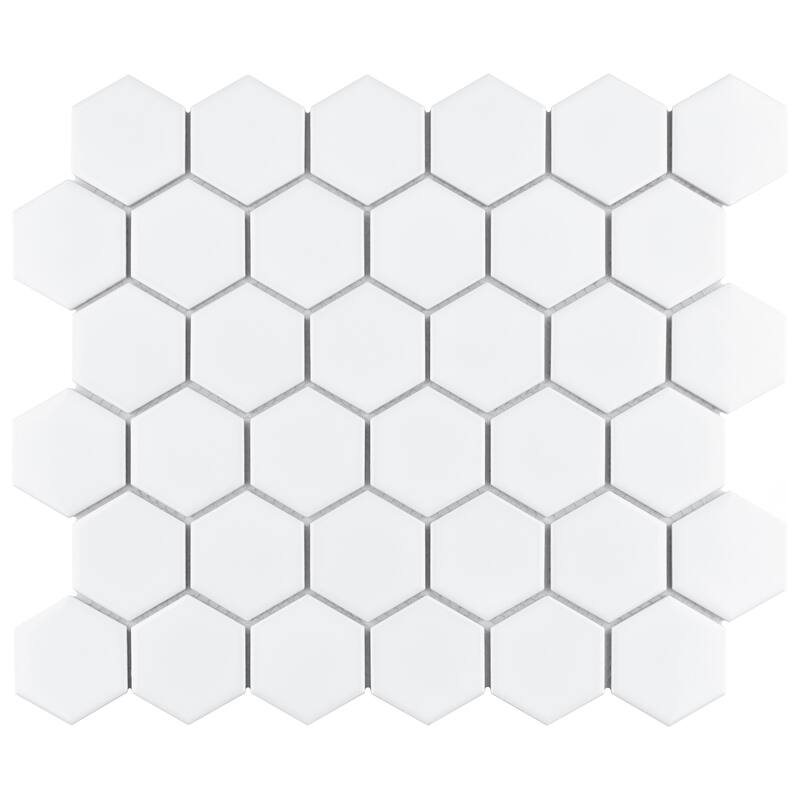 Merola Tile Metro 2" Hex Glossy White 11-1/8" x 12-5/8" Porcelain Floor and Wall Tile