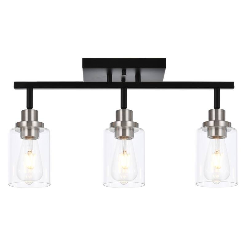 3-Light Track Lighting Kit Bathroom Light Fixtures Matte Black and Brushed Nickel Ceiling Spotlight Fixture for Hallway