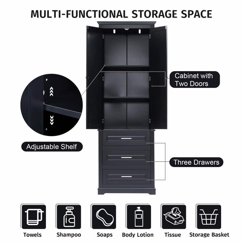 Tall Storage Cabinet with Three Drawers