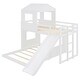 preview thumbnail 11 of 15, Playhouse-inspired Style Twin over Full Wooden Bunk Bed,Loft Bed with Playhouse,Farmhouse, Ladder, Slide and Guardrails