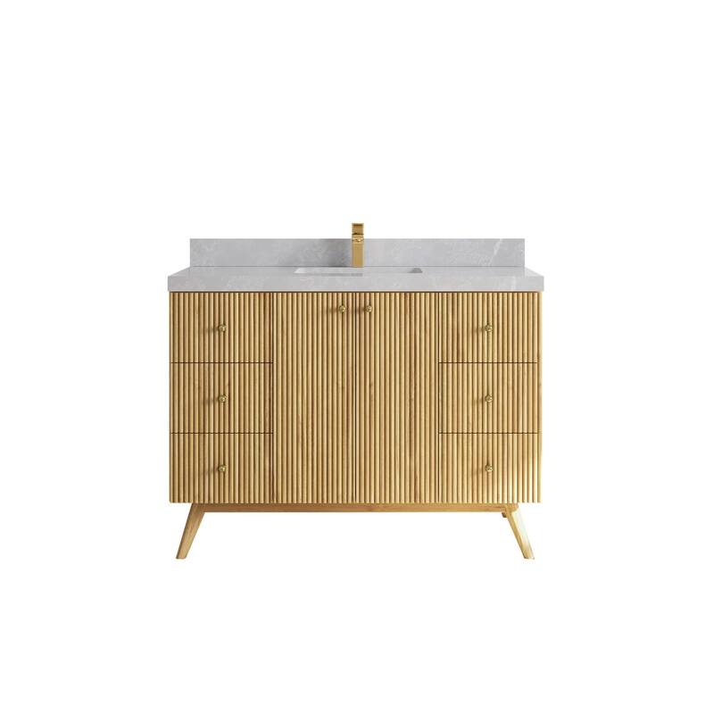 Willow Collections 48 in. W x 22 in. D Pasadena Solid Teak Single Sink Bathroom Vanity with Countertop