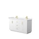 preview thumbnail 20 of 114, Miranda Double Vanity Set, Cultured Marble Top, No Mirror 60-Inch Double - White, Gold Trim, White Cultured Marble Top