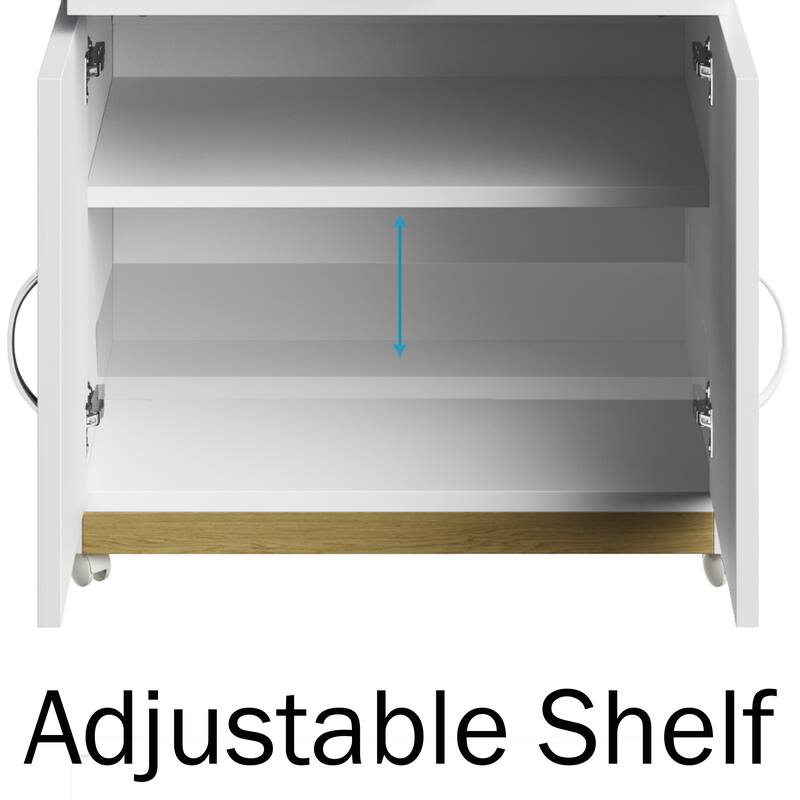 Lavish Home Microwave Stand with Storage, White and Oak