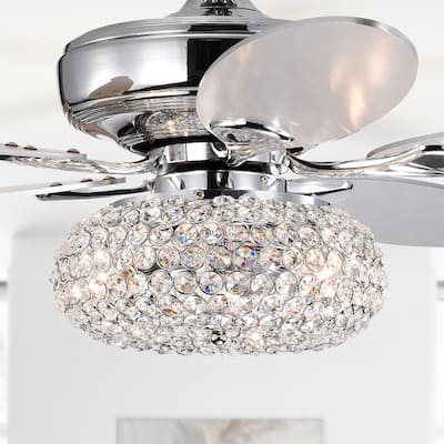 Shelby 52 Inch Crystal Light Shade Ceiling Fan with Remote