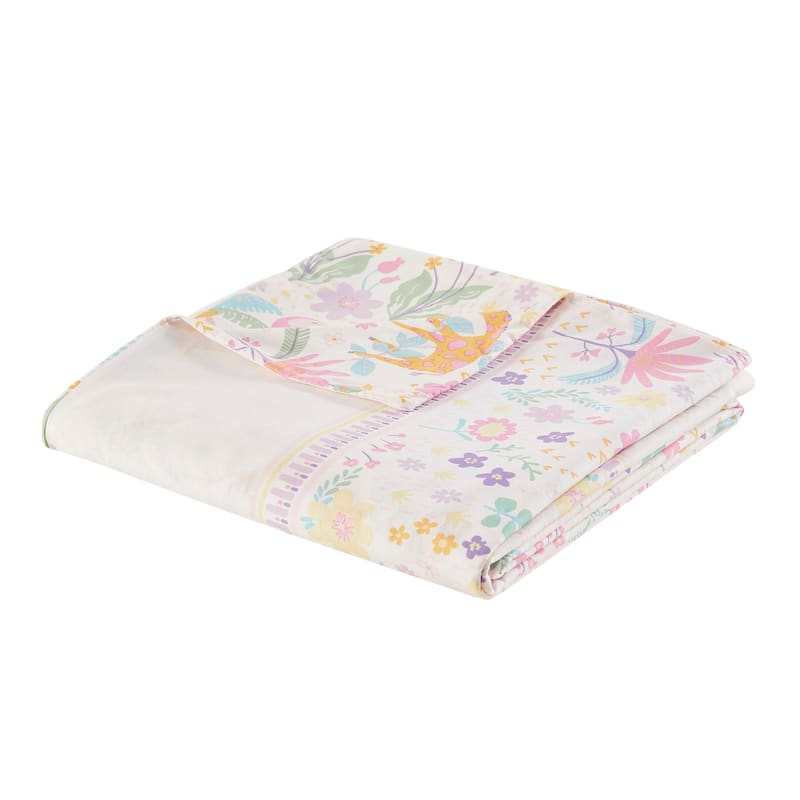 Intelligent Design Kids Thea Floral Reversible Cotton Duvet Cover Set with Throw Pillow