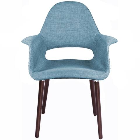 Retro Upholstered Dining Armchair w/ Walnut Legs