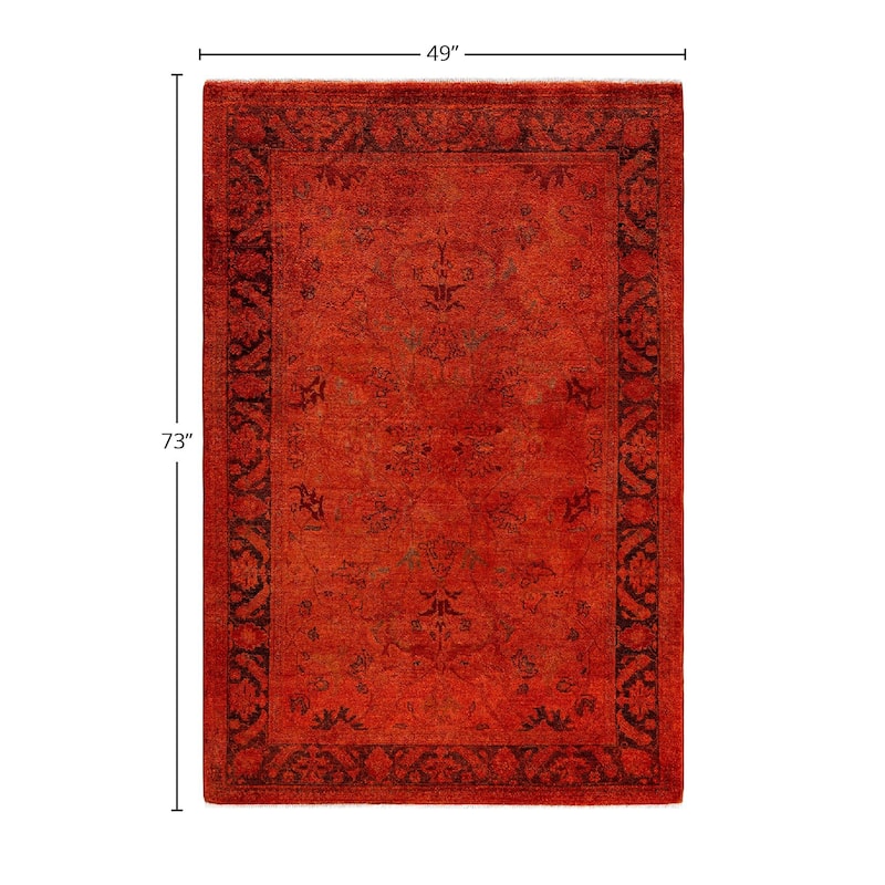 Contemporary Overdyed Wool Hand Knotted Area Rug - 4' 1" x 6' 1"