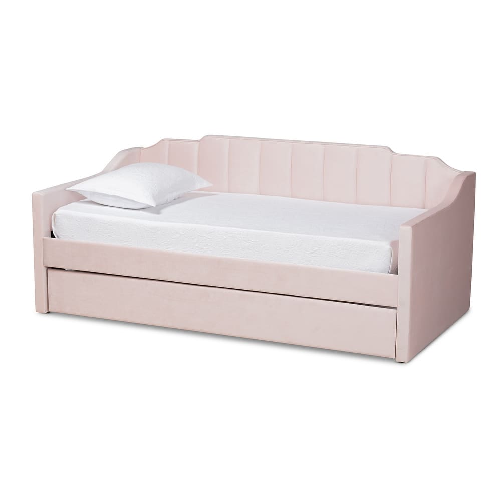 Lennon Modern and Contemporary Velvet Fabric Daybed with Trundle