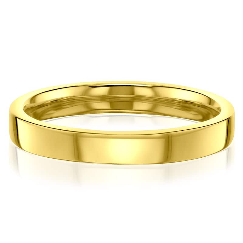 Kobelli 14k Solid Gold Plain 3mm Cigar Band Havana Ring - 7.5 - Yellow