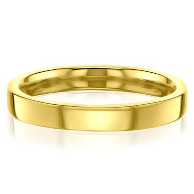 Kobelli 14k Solid Gold Plain 3mm Cigar Band Havana Ring