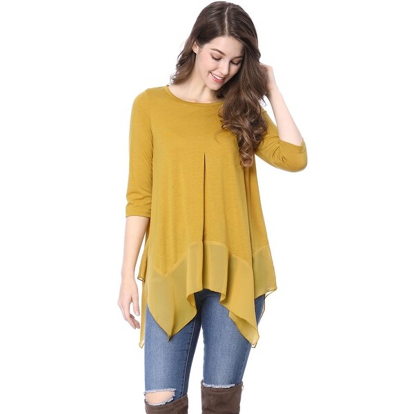 womens yellow tunic tops