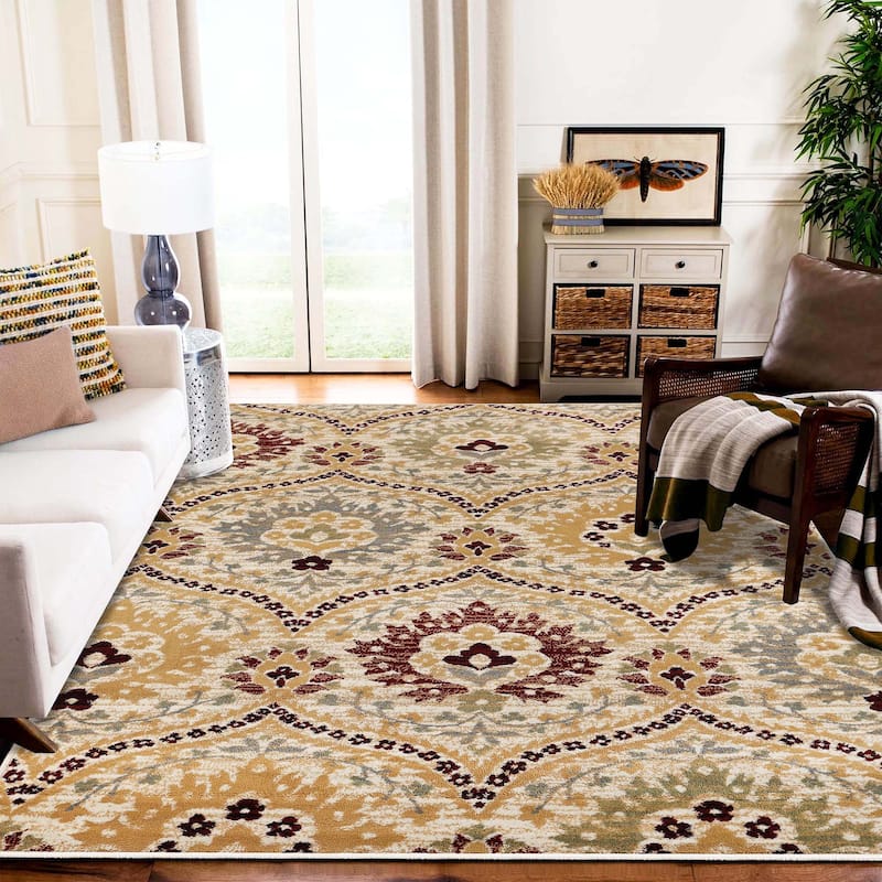 Superior Augusta Vintage Floral Damask Indoor Runner or Area Rug