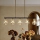 preview thumbnail 1 of 9, Modern Industrial 5-Light Black Gold Linear Chandelier Clear Glass Kitchen Island Lights for Dining Room