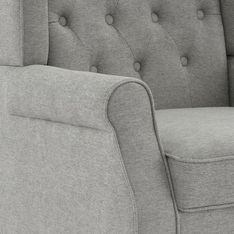 Button-Tufted Accent Chair Wingback Armchair - 38"H