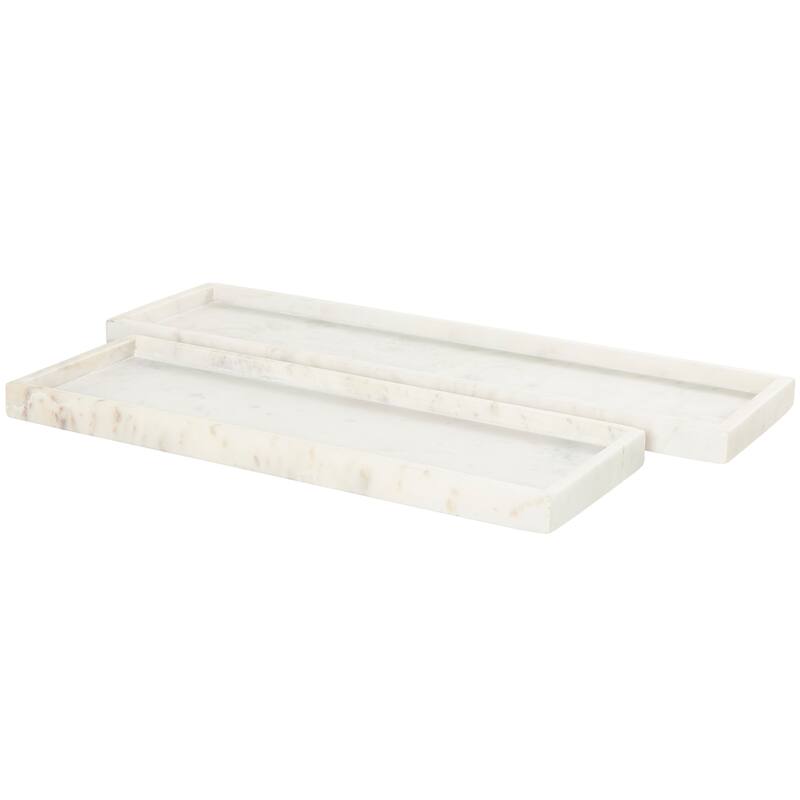 CosmoLiving by Cosmopolitan Marble Tray with Raised Border (Set of 2) - White, Black, Green