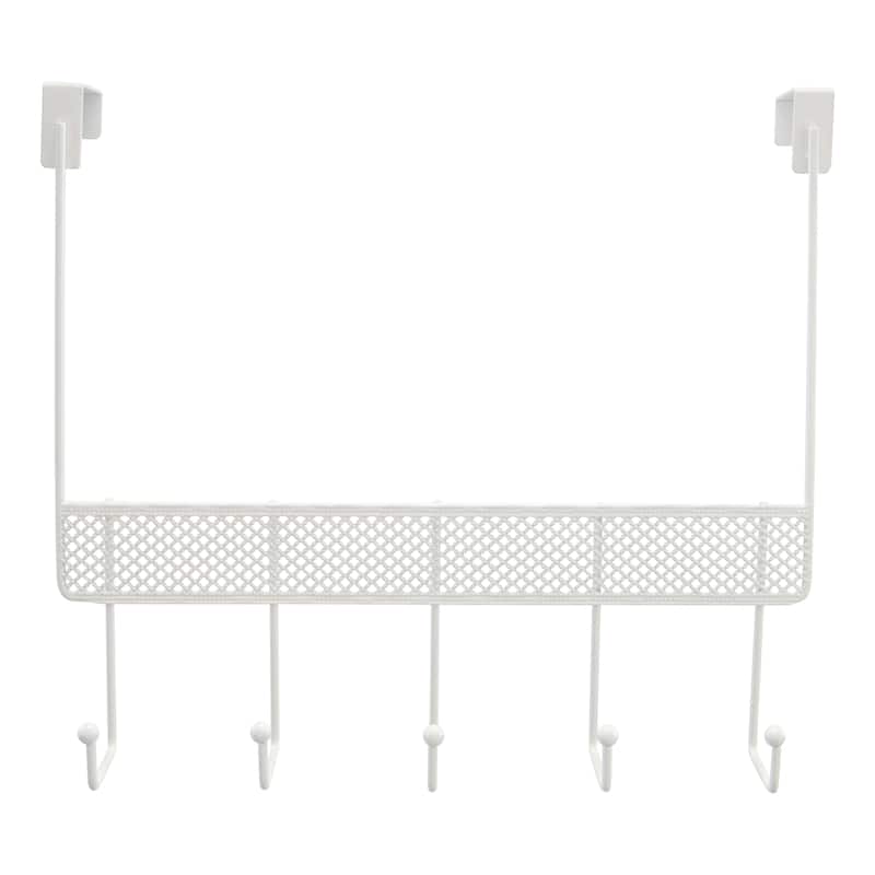 Elle Décor La Croix 5 Hook Over the Door Hook in White - 15"x 4"x 10"