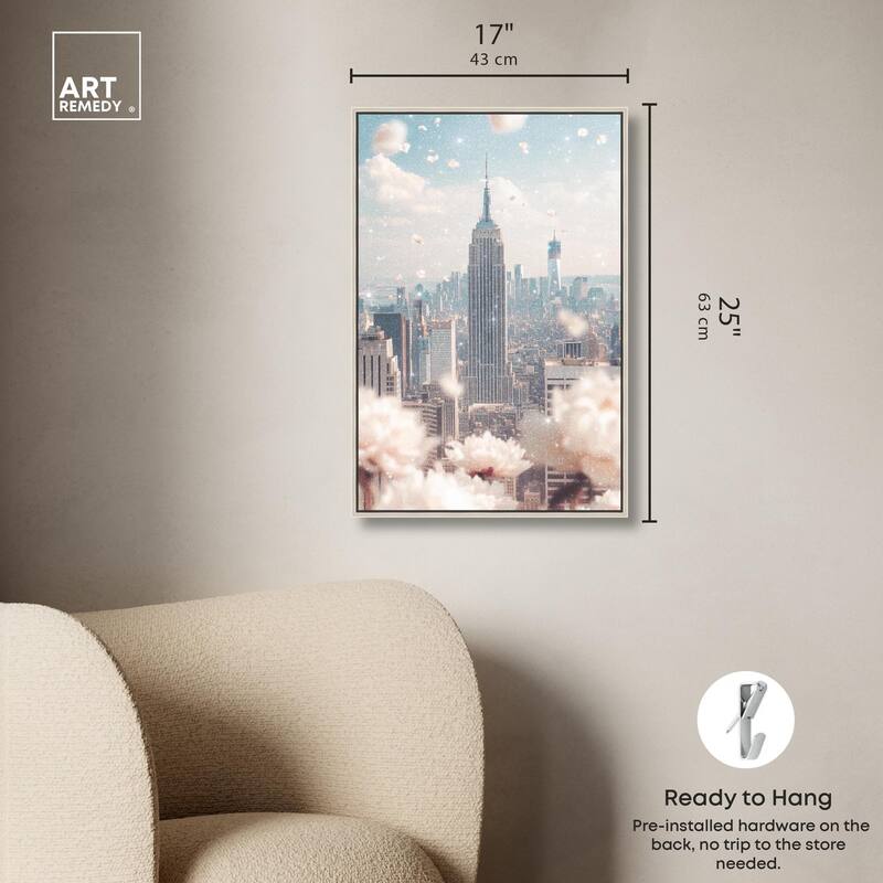 Peonies Over New York Canvas by Art Remedy