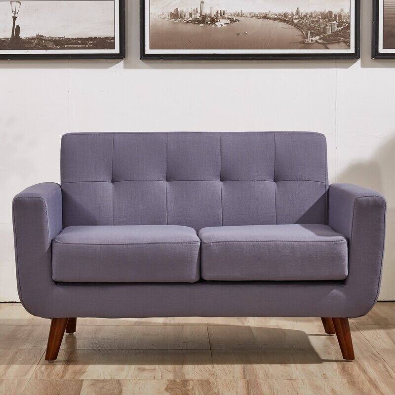 Grace Mid-Century Tufted Upholstered Rainbeau Living Room Sofa, Loveseat, and Chair 3-piece Set