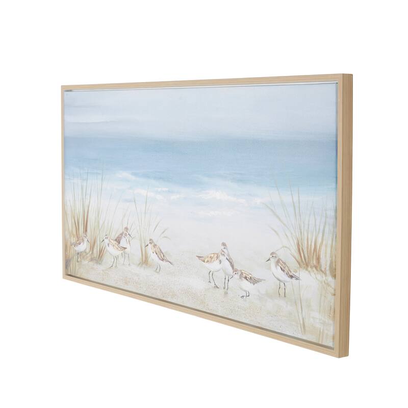 Canvas Abstract Long Horizontal Framed Wall Art with Gold Foil Accents - Blue - Roche River Decor