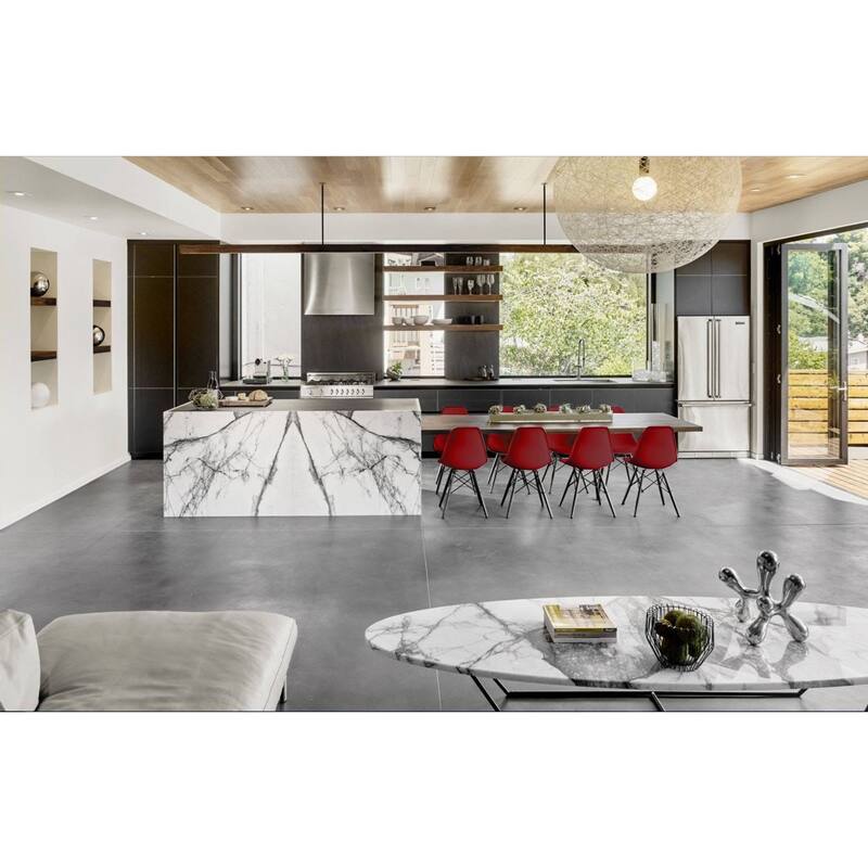 Set of 2 Modern Plastic Eiffel Side Chairs – Armless Molded Shell with Black Wood-Look Eiffel Legs for Dining, Office & Accent