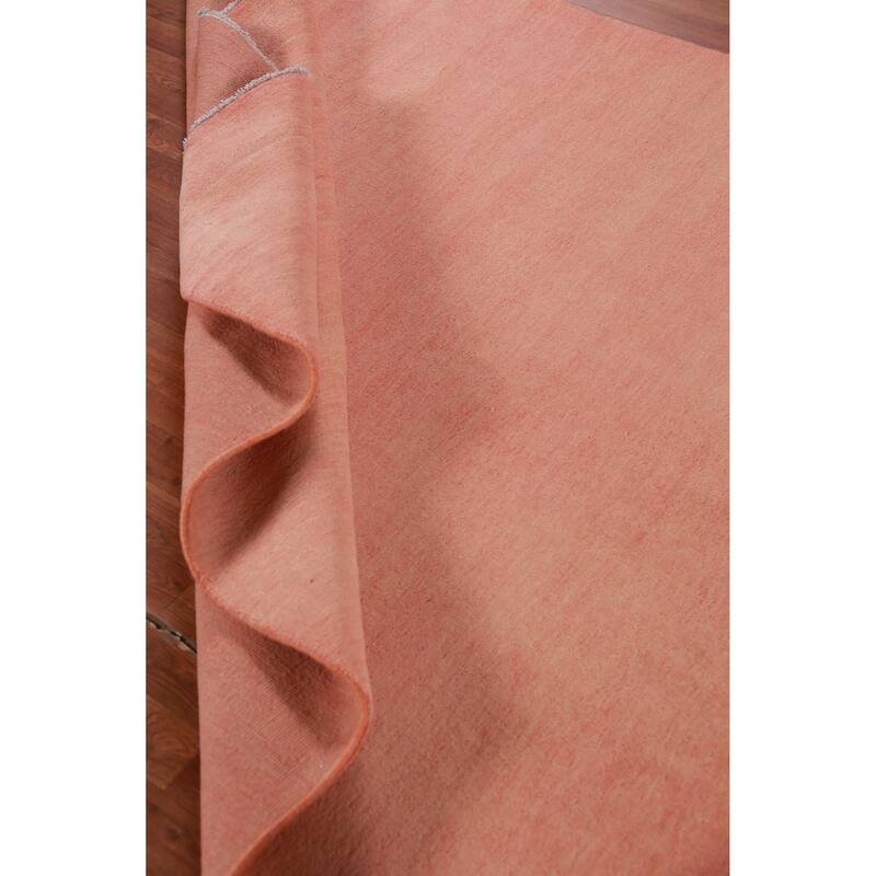 Hand Knotted Oriental 100% Wool Carpet Modern Solid Coral Gabbeh Area Rug - 9' 1'' X 6' 3''