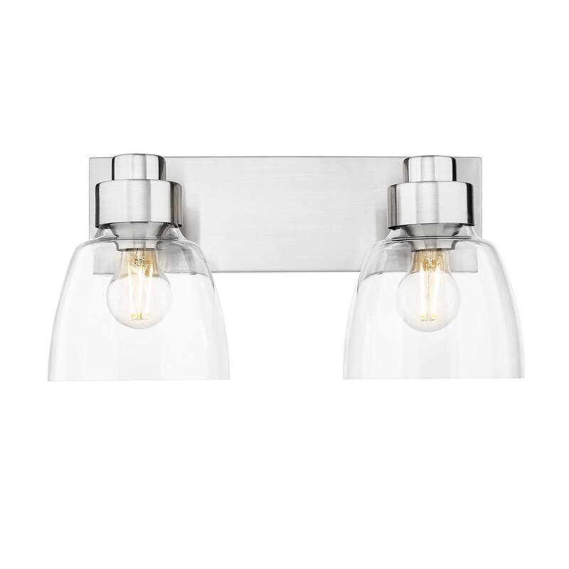 Remy 2 Light Bath Vanity in Pewter with Clear Glass Shade - Silver