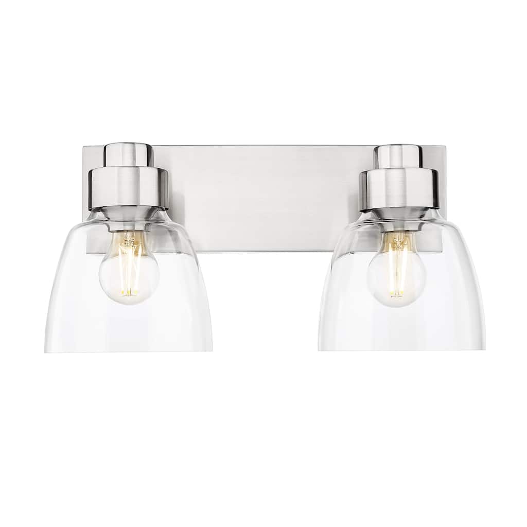 Remy 2 Light Bath Vanity in Pewter with Clear Glass Shade - Silver
