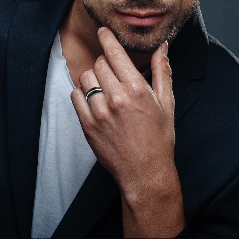 Men's Black Titanium Band, 8mm, Comfort Fit