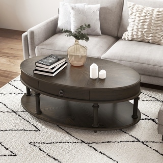 Oval Coffee Table with Storage Drawer by HULALA HOME - Bed Bath ...