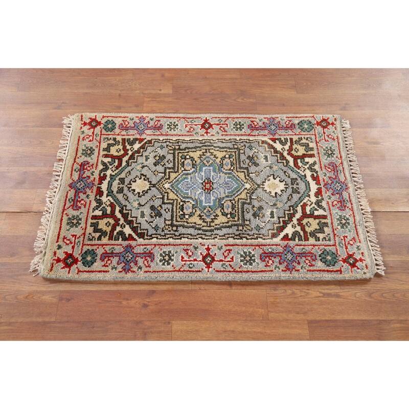Gray Heriz Serapi Indian Foyer Rug Hand-Knotted Wool Carpet - 2'0" x 3'0"