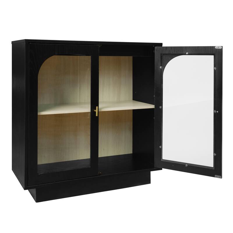 GDFStudio - Modern Acrylic Door Storage Cabinet with Adjustable Shelf