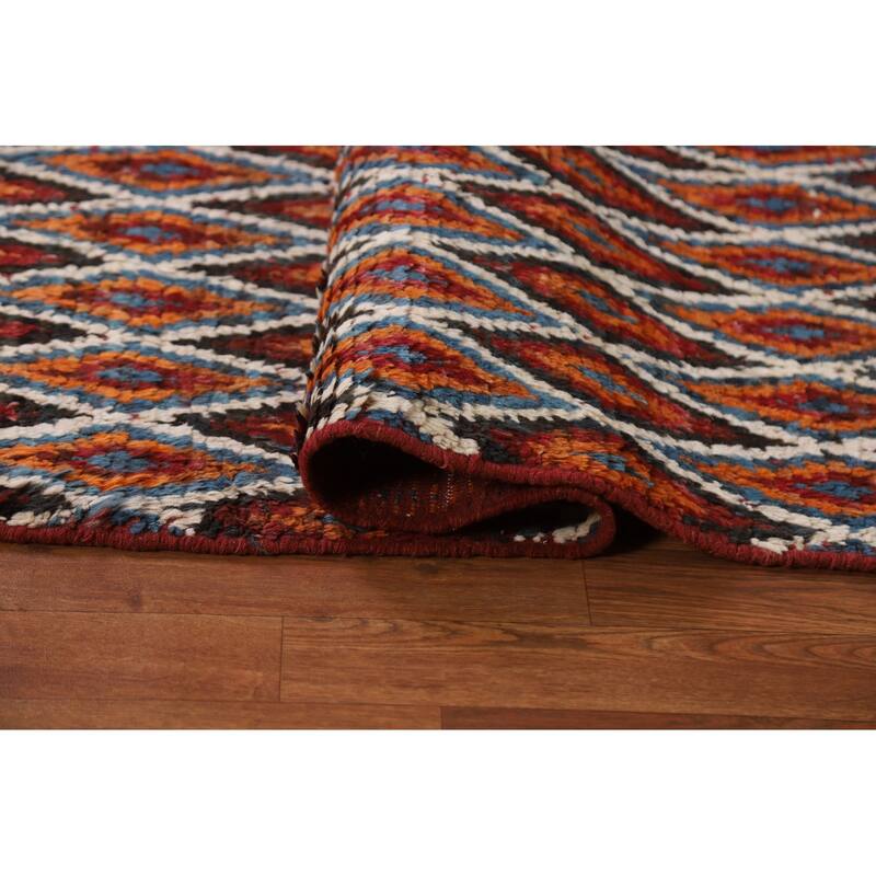 Hand Knotted Oriental 100% Wool Carpet Modern All-Over Oranges & Rust Moroccan Area Rug - 7' 11'' X 5' 8''