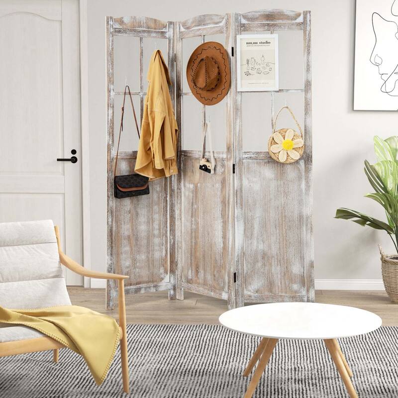Costway 6FT Retro 3-Panel Room Divider Folding Privacy Screen - See Details