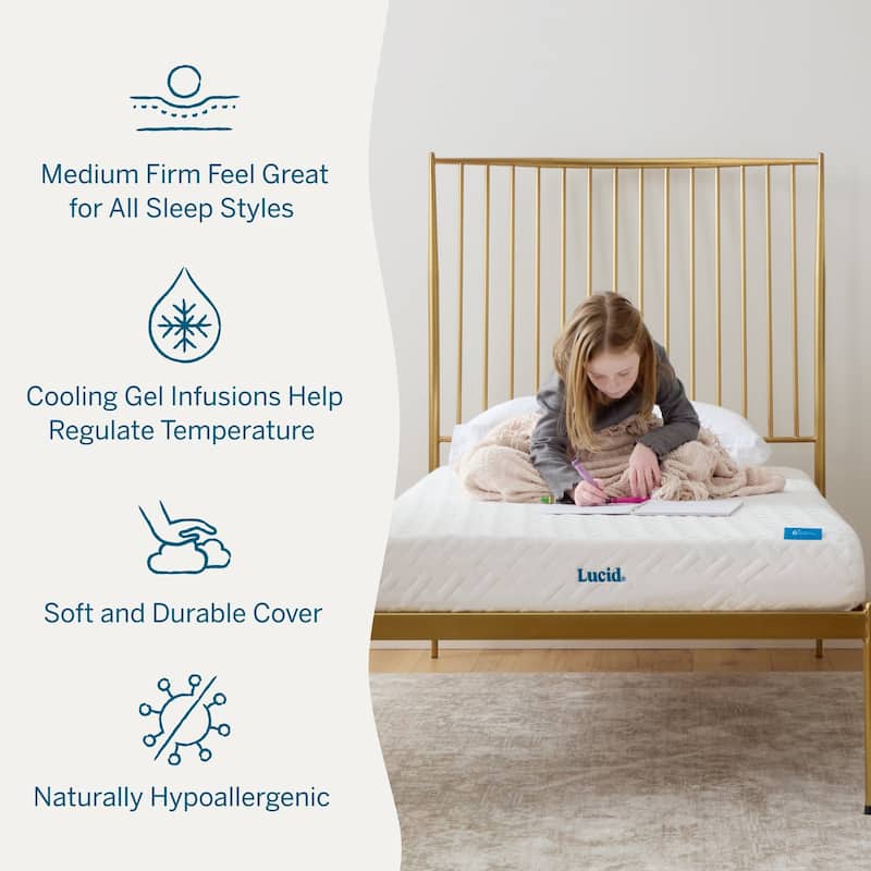 Lucid SureCool 6-Inch Gel Memory Foam Mattress, Medium-Firm Feel