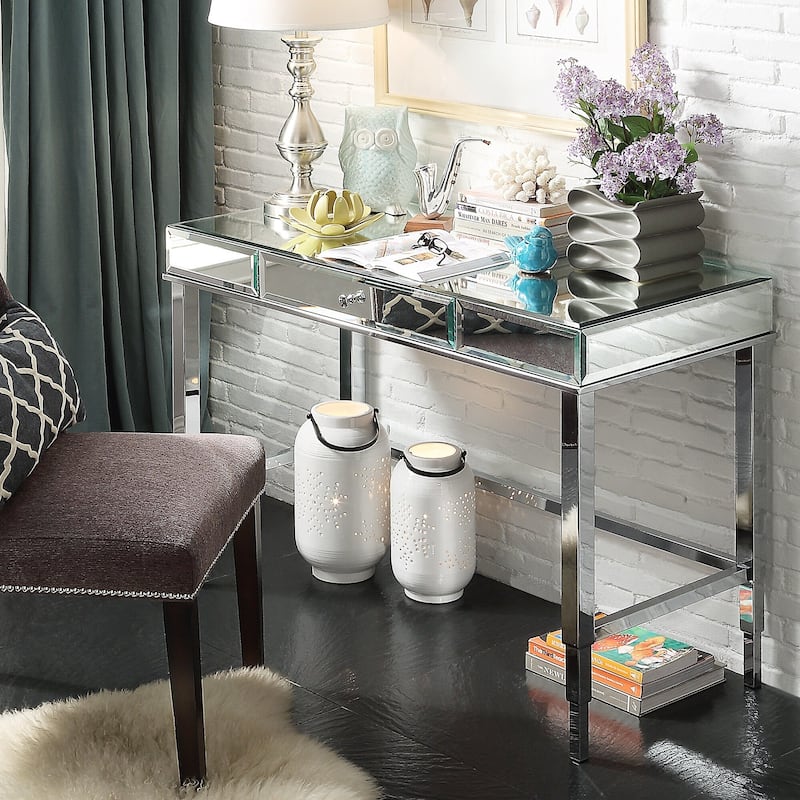 Camille Beveled Mirrored Accent 1-drawer Office Writing Desk by iNSPIRE Q Bold