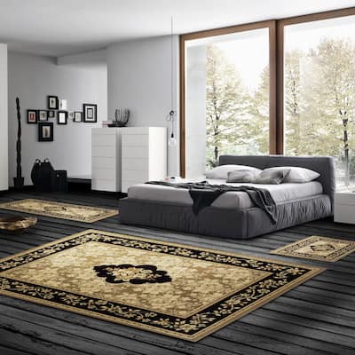 Vintage Floral Medallion Oriental Premium Indoor Area Rug by Superior - 3PC (2' x 3', 2' x 5', 5' x 7')