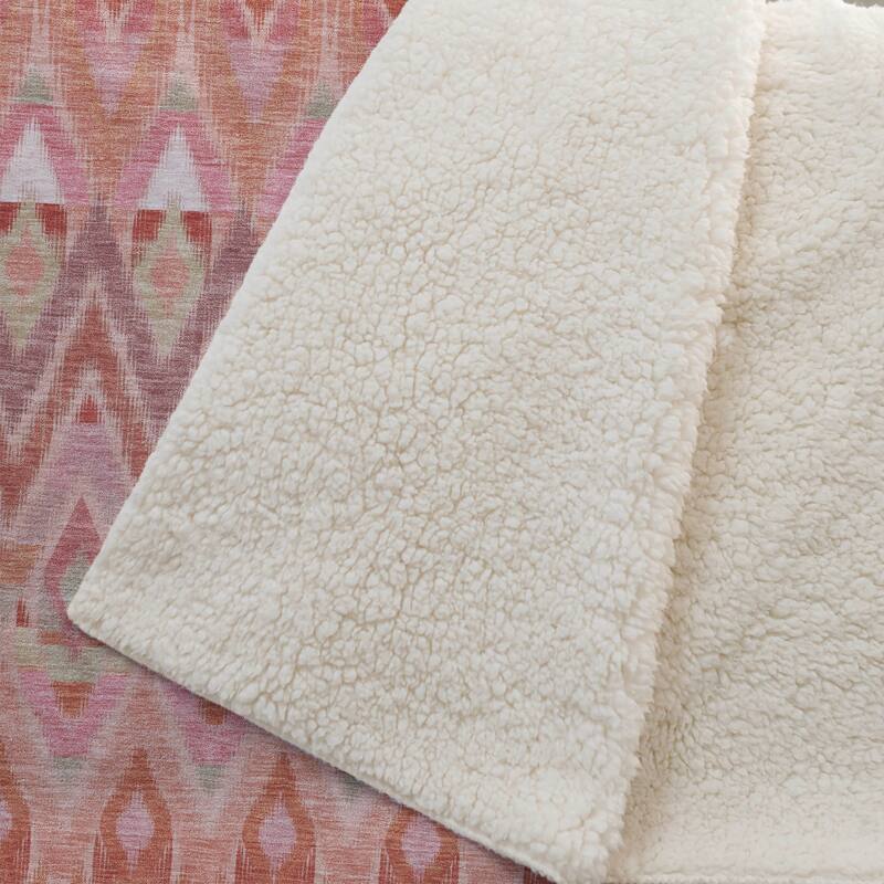 Premium Machine Washable Boho Global Sherpa Throw Blanket