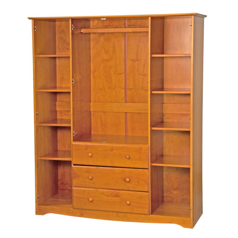 Palace Imports 100% Solid Wood Family Wardrobe Armoire (No Shelves Included)