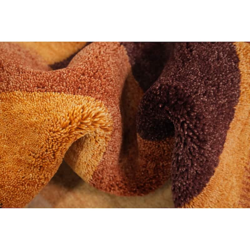 Hand Knotted Oriental 100% Wool Carpet Modern Geometric Oranges & Rust Gabbeh Area Rug - 6' 0'' X 3' 9''