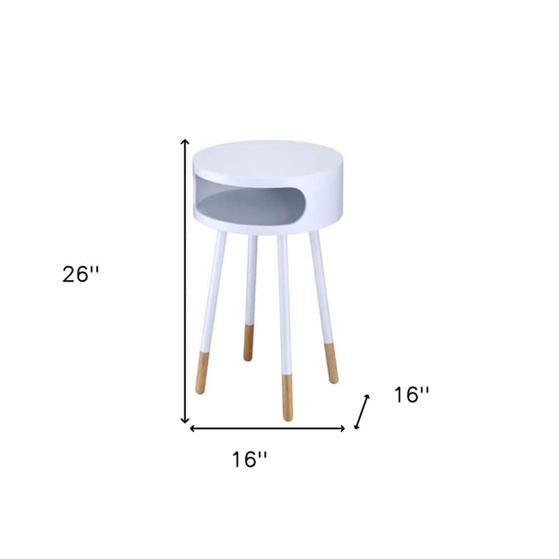Bentwood Retro Round Wooden End Table - 16" W x 16" D x 26" H