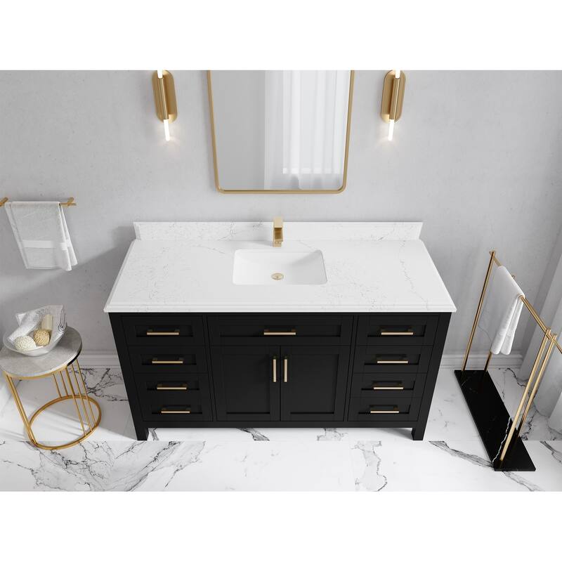 Willow Collections 60 in. W x 22 in. D Cambridge Single Sink Bathroom Vanity with Countertop - 1.5"Empira - Black