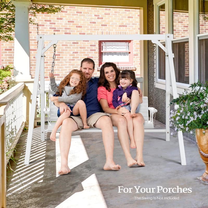 2-Person Carbonized Solid Wood Porch Swing Stand (without hanging swing)