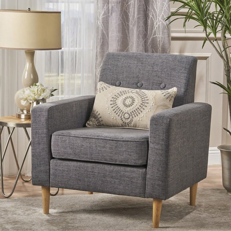 Sawyer Mid Century Modern Fabric Club Chair by Christopher Knight Home - grey + natural