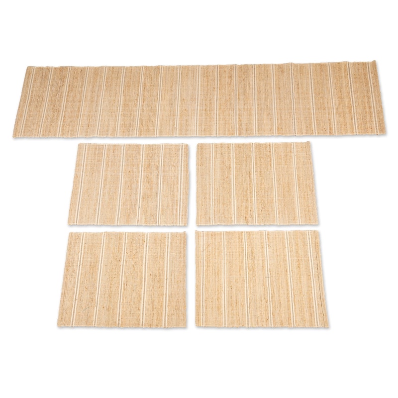 Novica Handmade Off-White Aroma Cotton Blend Table Runner And Placemats (5 Pieces)