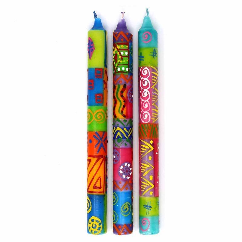 Handmade Taper Candles with Shahida Design (Set of 3) (South Africa)
