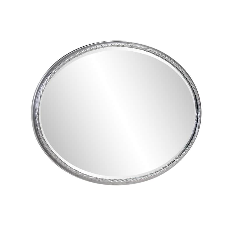Allan Andrews Hand Forged Silver Oval Metal Framed Rope Mirror - 22"W x 32"H